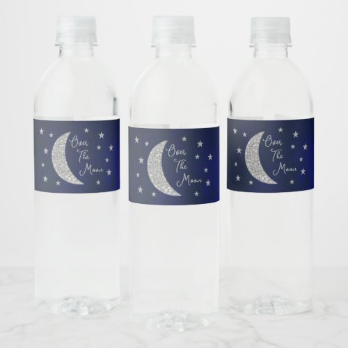 Over The Moon Baby Shower Water Bottle Label