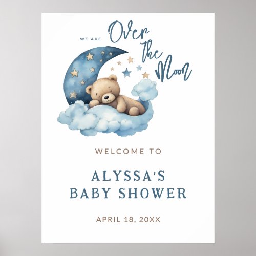 Over the Moon Baby Shower Welcome Poster