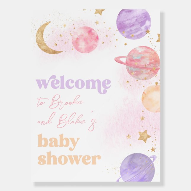 Over the Moon Baby Shower Welcome Sign (Front)
