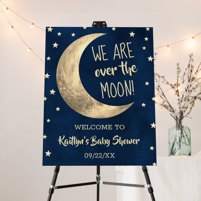 Over The Moon | Baby Shower Welcome Sign (In Situ (Stand))