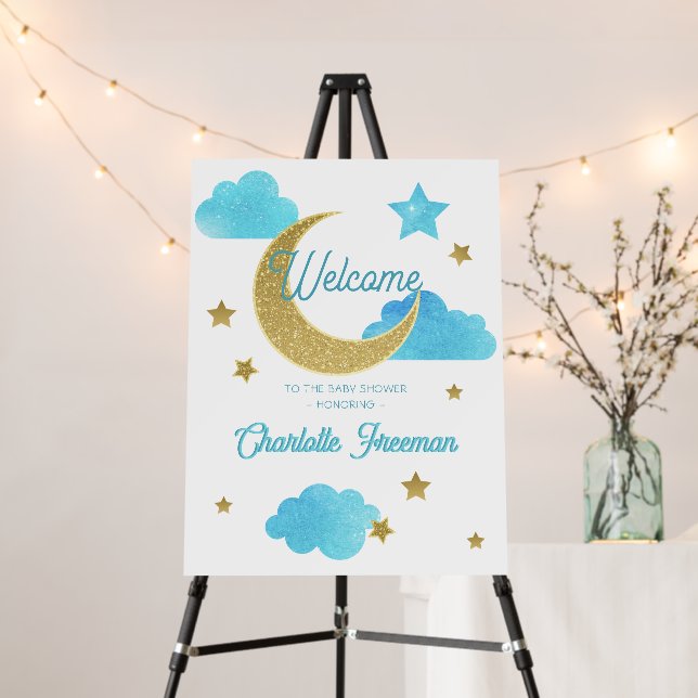Over the Moon Baby Shower Welcome Sign (In Situ (Stand))