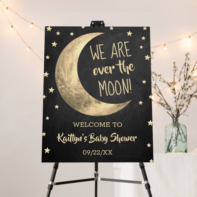 Over The Moon | Baby Shower Welcome Sign (In Situ (Stand))