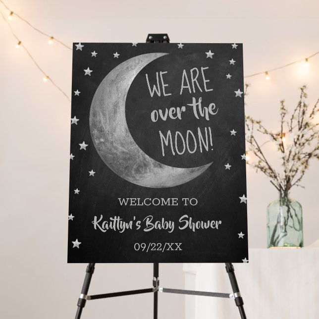 Over The Moon | Baby Shower Welcome Sign (In Situ (Stand))