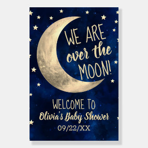 Over the moon Baby Shower Welcome Sign Blue Star