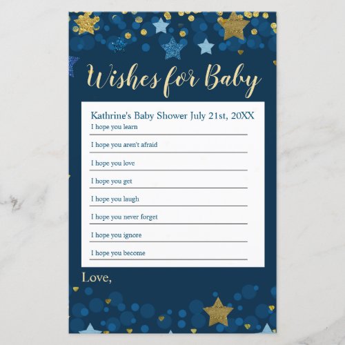 Over The Moon Baby Shower Wishes for Baby