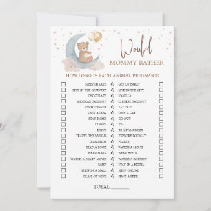 Over the Moon Baby Shower Would Mommy Rather Card