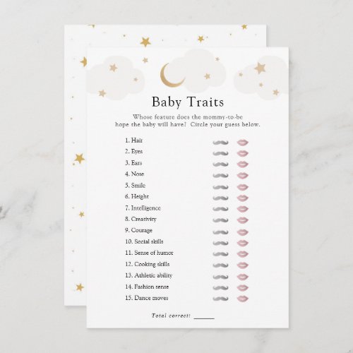 Over the Moon Baby Traits Shower Game Card