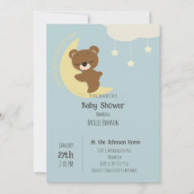 Over the Moon Bear Baby Shower Invitation