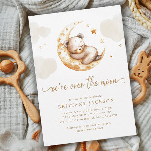 Over The Moon Bear Baby Shower Invitation