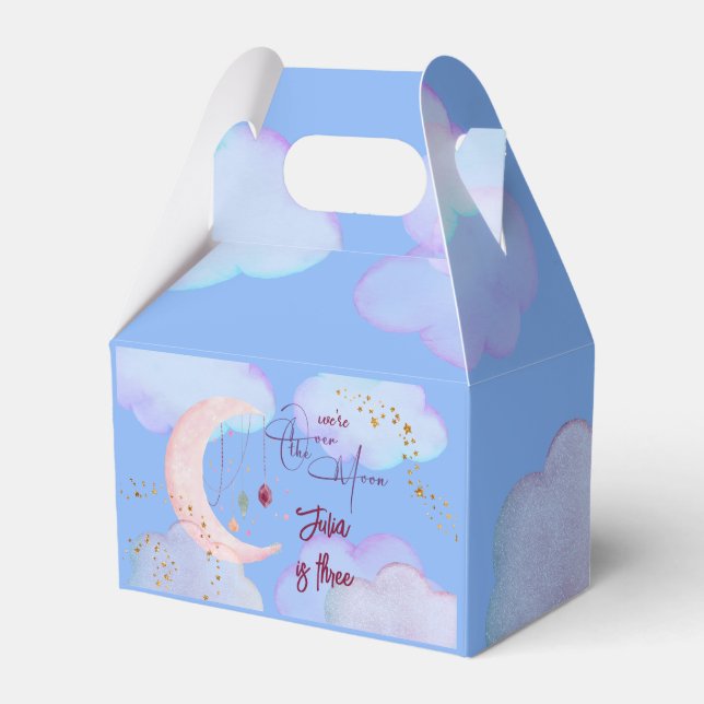 Over the moon beautiful pastel kids birthday favor boxes (Front Side)