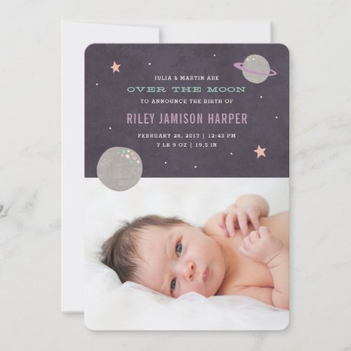 Over the Moon Birth Announcement _ Lilac
