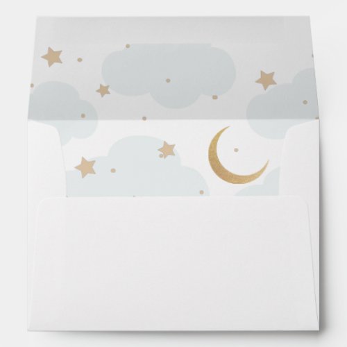 Over the Moon Blue and Gold Lined envelope