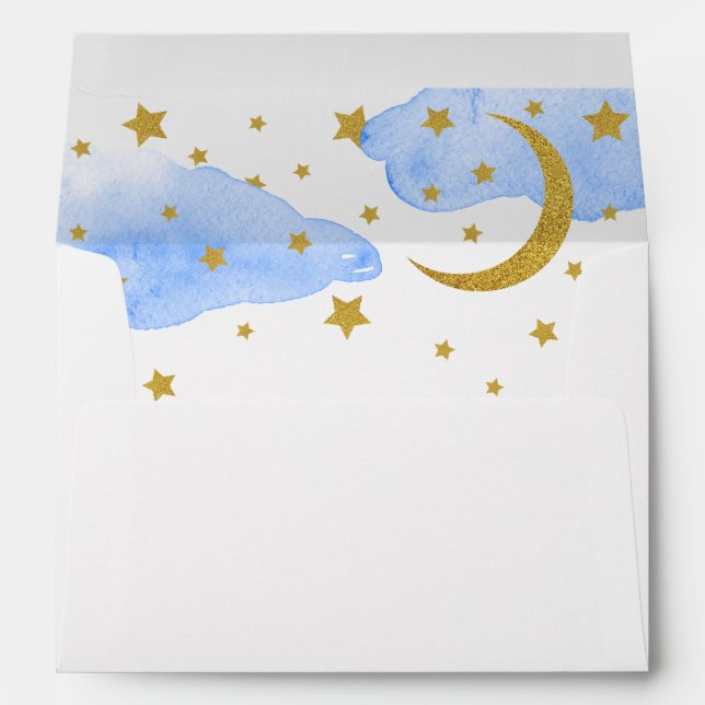 Over the Moon Blue and Gold Lined Envelope (Back (Bottom))