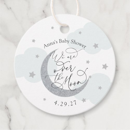 Over the Moon Blue and Silver Favor Tags