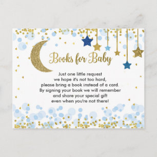 Over the Moon Blue Baby Shower Books for Baby Postcard
