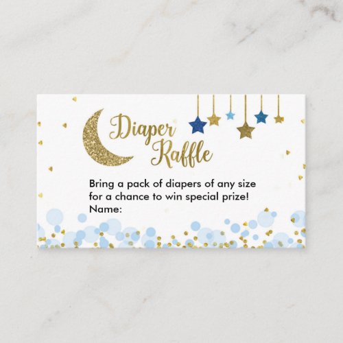 Over the Moon Blue Baby Shower _ Diaper Raffle Enclosure Card