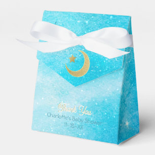Over the Moon Blue Baby Shower Favor Box