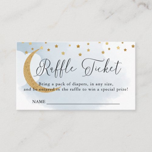 Over the Moon Blue Baby Shower Raffle Ticket Enclosure Card