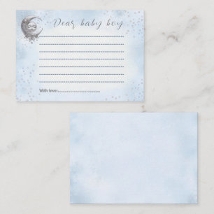 Over The Moon Blue Baby Shower Time Capsule Card