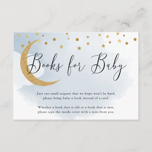 Over the Moon Blue Book Request, Books for Baby Enclosure Card (Front)