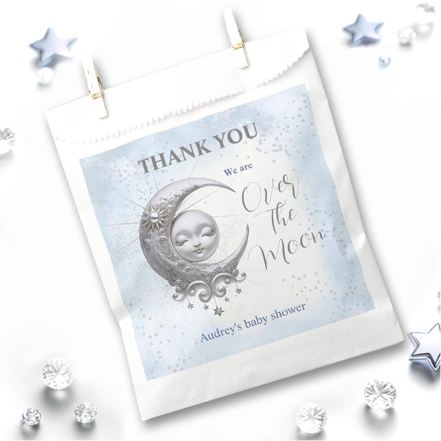 Over The Moon Blue Boy Baby Shower Favor Bag (Over The Moon Blue Boy Baby Shower Favor Bag)