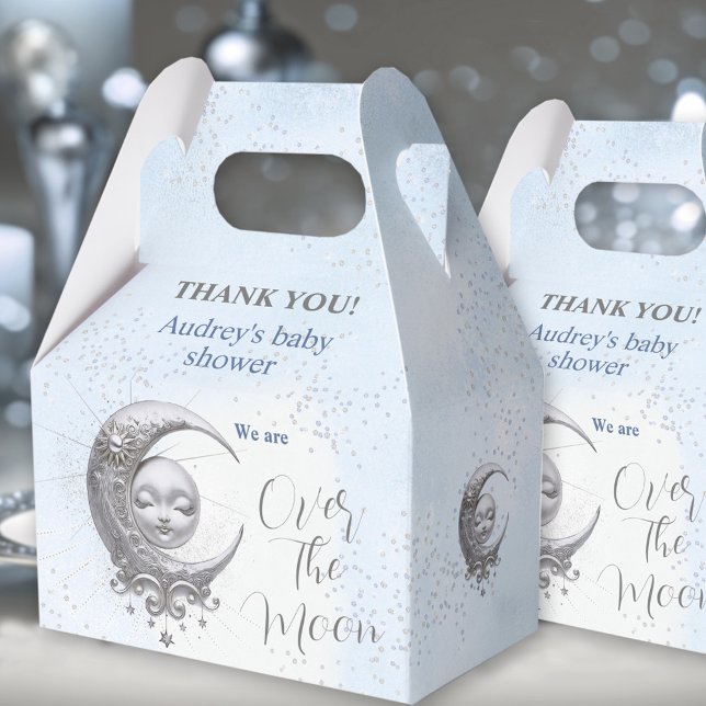 Over The Moon Blue Boy Baby Shower Favor Box (Over The Moon Blue Boy Baby Shower Favor Box)