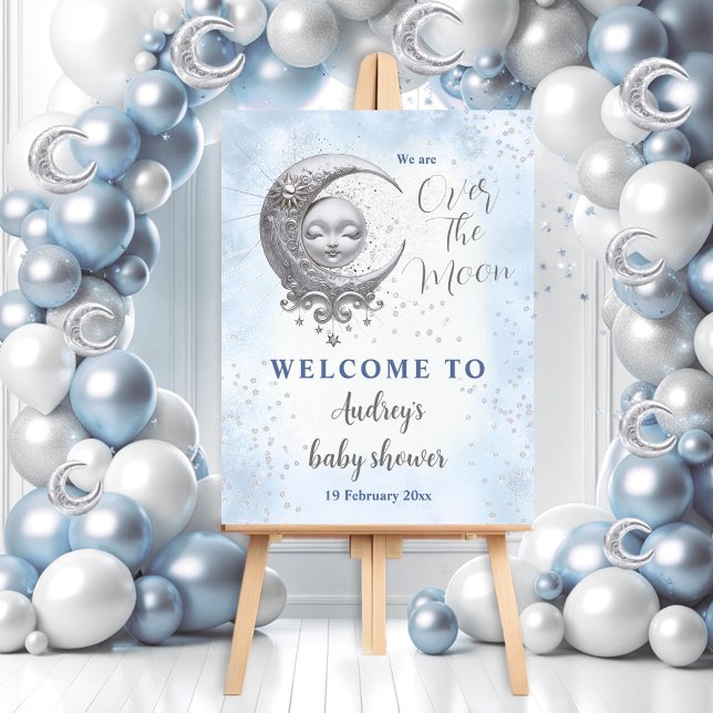 Over The Moon Blue Boy Baby Shower  Foam Board (Over The Moon Blue Boy Baby Shower Foam Board)