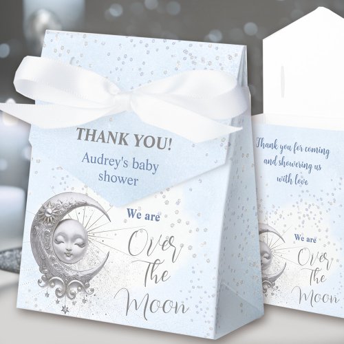 Over The Moon Blue Boy Baby Shower Tent Favor Box