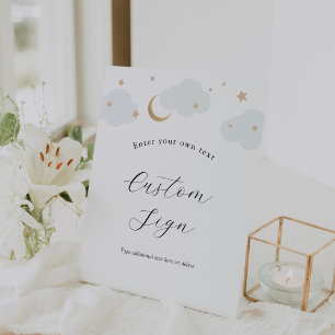 Over the Moon Blue Custom Text Sign