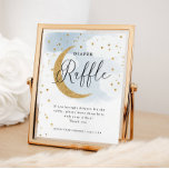 Over The Moon Blue Diaper Raffle Display Shower Poster at Zazzle
