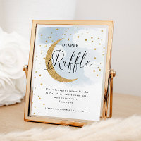 Over the Moon Blue Diaper Raffle Display Shower