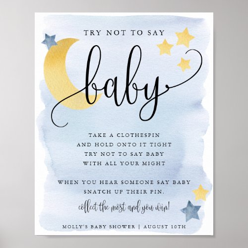 Over the Moon Blue Dont Say Baby Game Poster