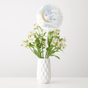 Over the Moon Blue Gold Glitter Baby Shower Custom Balloon