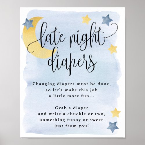 Over the Moon Blue Late Night Diapers Activity Pos Poster