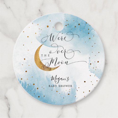 Over The Moon Blue Sky Baby Shower  Favor Tags