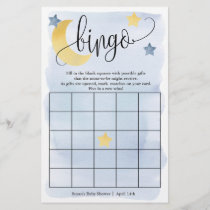 Over The Moon, Blue Stars Bingo Paper Game Card