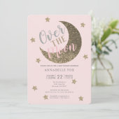 Over the Moon Blush Pink Baby Shower Invitation (Standing Front)