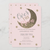 Over the Moon Blush Pink Baby Shower Invitation (Front/Back)