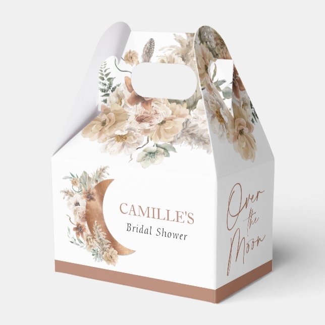 Over the Moon Boho Bridal Shower Favor Boxes (Front Side)