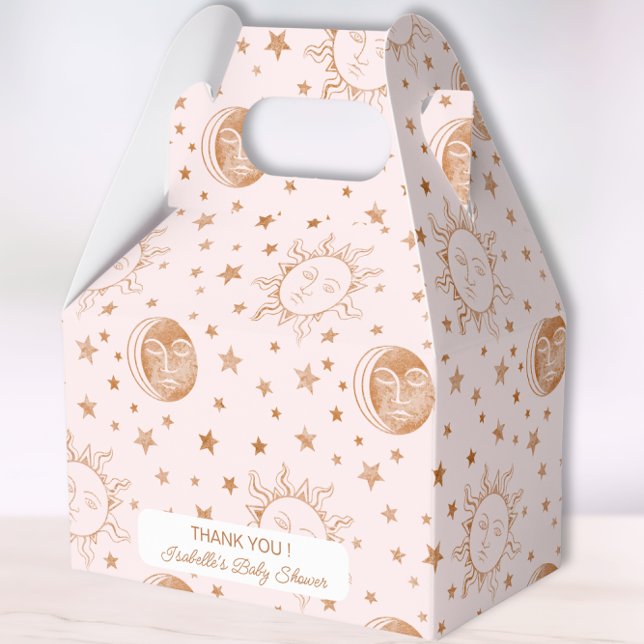 Over the Moon Boho Celestial Girl Baby Shower  Favor Boxes (Creator Uploaded)