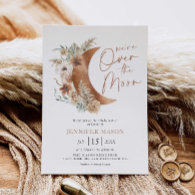 Over the Moon Boho Gender Neutral Baby Shower  Inv Invitation