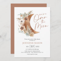 Over the Moon Boho Gender Neutral Baby Shower  Inv Invitation