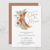 Over the Moon Boho Gender Neutral Baby Shower  Invitation