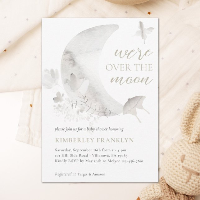Over the Moon Boho Gender Neutral Baby Shower Invitation (Creator Uploaded)