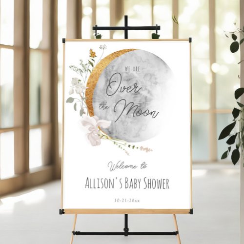 Over the Moon boho gender neutral welcome sign