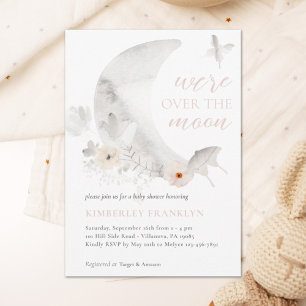 Over the Moon Boho Girl Baby Shower Invitation