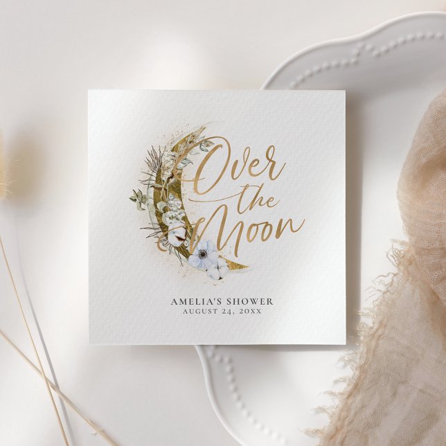 Over the Moon Boho Gold Dust & Clouds Napkins (Creator Uploaded)