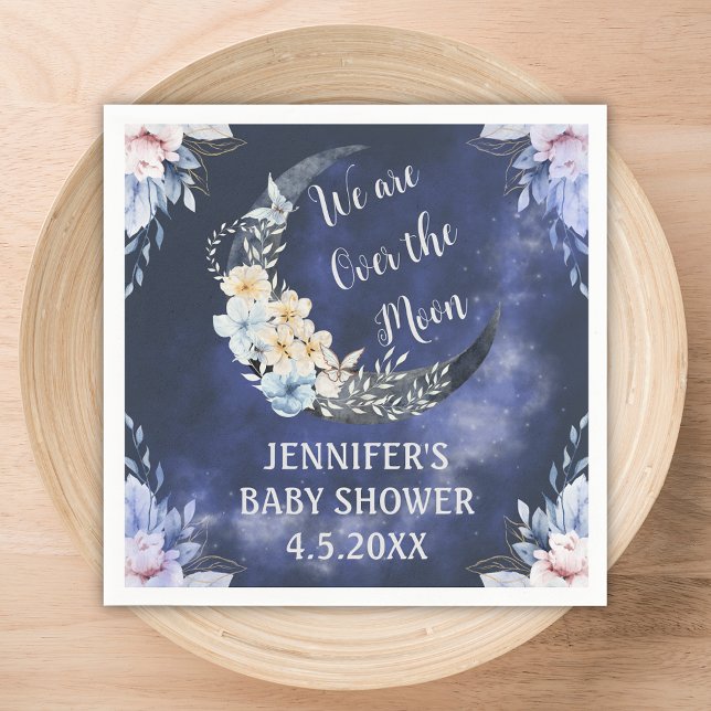 over the moon botanical navy baby shower trendy napkins (Creator Uploaded)