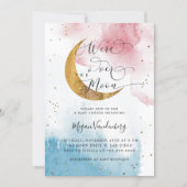 Over the Moon boy and girl twins Baby Shower Invitation (Front)