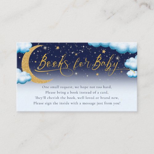 Over the Moon Boy Baby Shower Books for Baby Enclosure Card